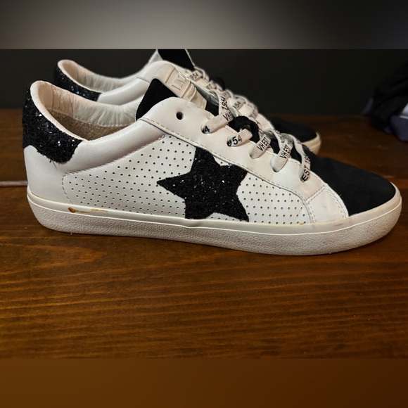 Vintage Havana Women's Gadol Sneakers White with Black Glitter and Suede - Picture 4 of 11